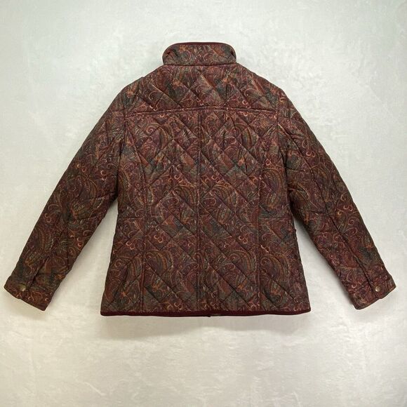 Talbots Jackets Womens S Petite Quilted Paisley‎ Corduroy trim art to wear boho - Picture 12 of 13